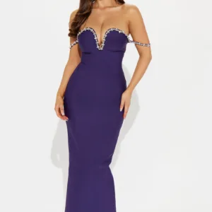 Heidi Bandage Maxi Dress - Plum
